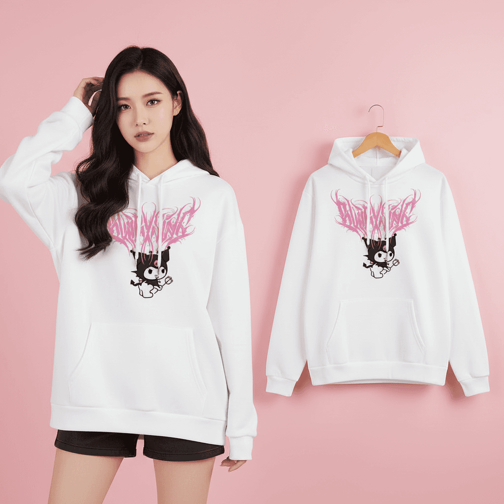 Niedlicher japanischer Kuromi Hoodie für Damen