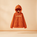 Cute pumpkin hoodie for women in orange with pumpkin face hood and front pocket