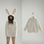 Cute Rabbit Hooded Jacket for Women Cozy Plush