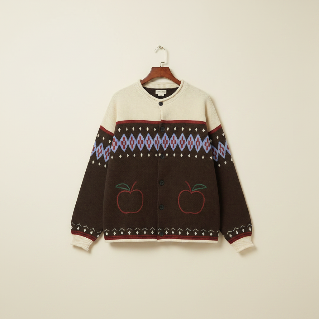 Süße Retro Apple Strickjacke