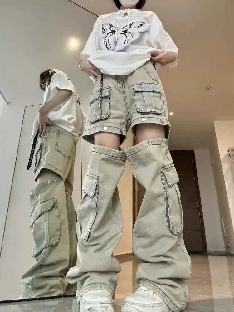 Detachable Cargo Jeans for Women front