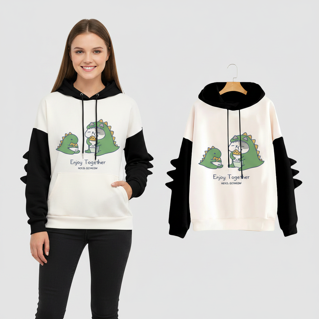 Sweat-shirt japonais streetwear dinosaure drôle