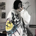 Funny Punk Japanese Cartoon Hoodie Girl
