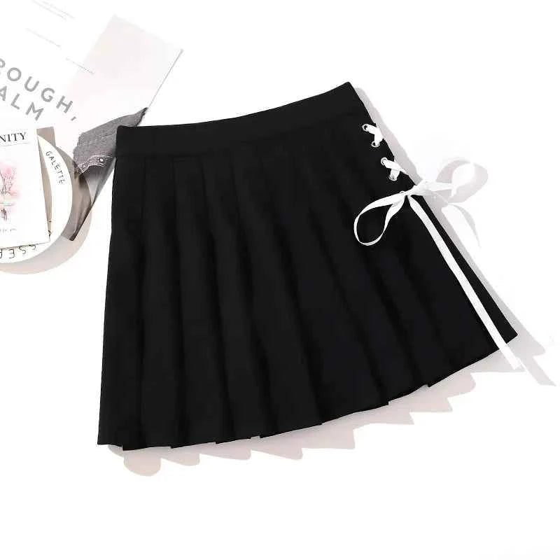 Gothic Pleated Mini Skirt with Cross Design