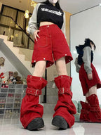Harajuku Cargo Jeans in Red for Unique Style