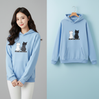 Sweat à capuche à manches longues avec imprimé chat Harajuku