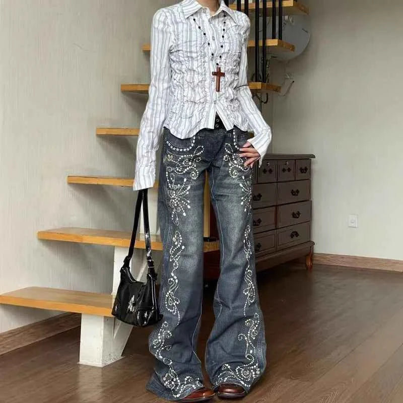 Harajuku Gemstone Jeans for Trendy Style