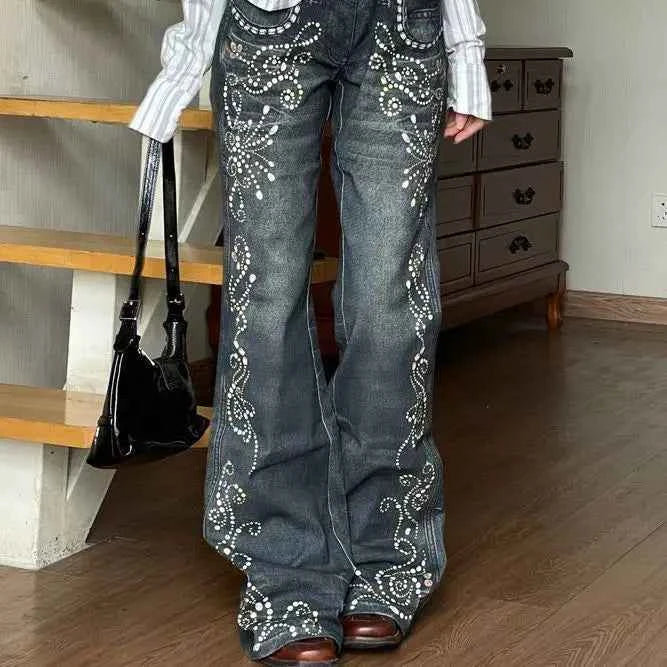 Harajuku Gemstone Jeans for Trendy Style