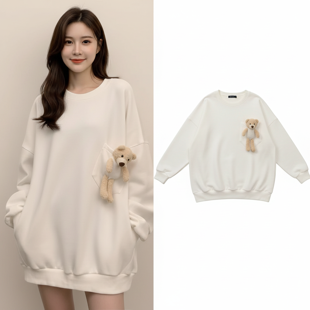 Sweat-shirt Harajuku oversize en peluche mignonne