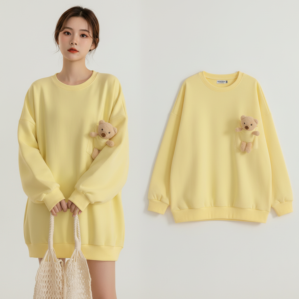 Sweat-shirt Harajuku oversize en peluche mignonne