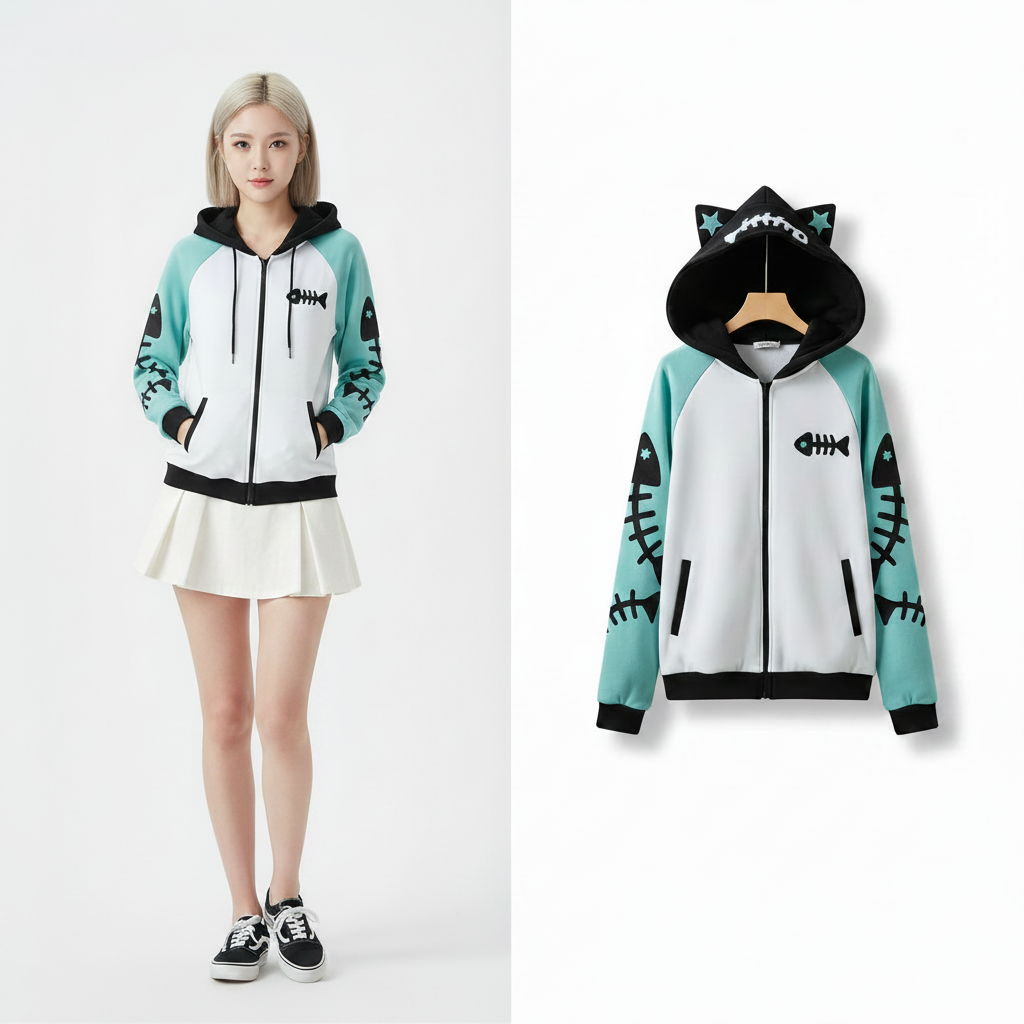 Harajuku Hai Grunge Reißverschluss-Sweatshirt