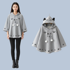 Harajuku-Cape für Damen mit Pfotenabdrücken