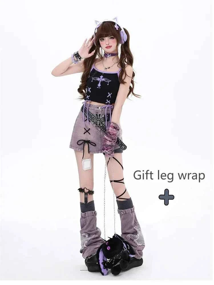 Harajuku Vintage Purple Skirt for Trendy Style