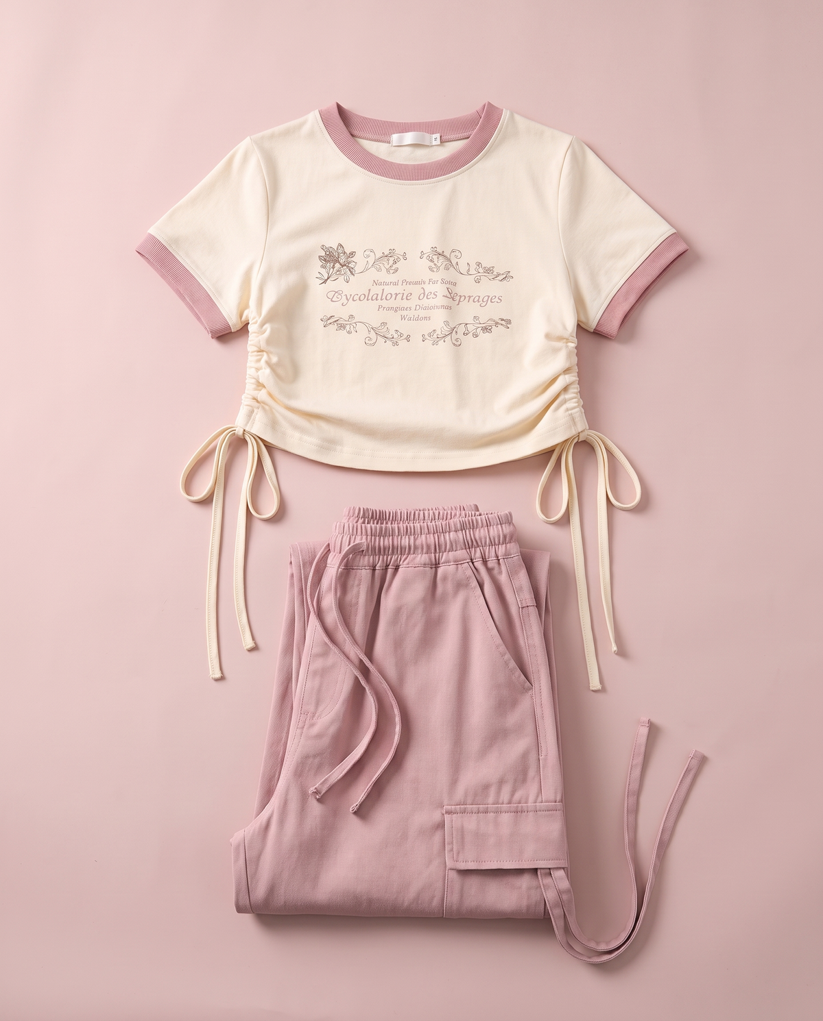 Kawaii Cargo Pants & Tee Matching Set Puppy, Rabbit & Star