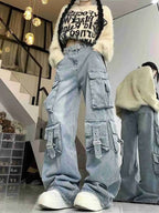 High Waist Cargo Jeans for Women
