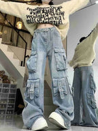 High Waist Cargo Jeans for Women