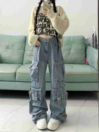 High Waist Cargo Jeans for Women