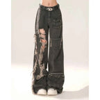 Vusy Kawai Shop High Waist Ripped Black Jeans for Women