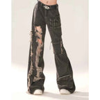 Vusy Kawai Shop High Waist Ripped Black Jeans for Women