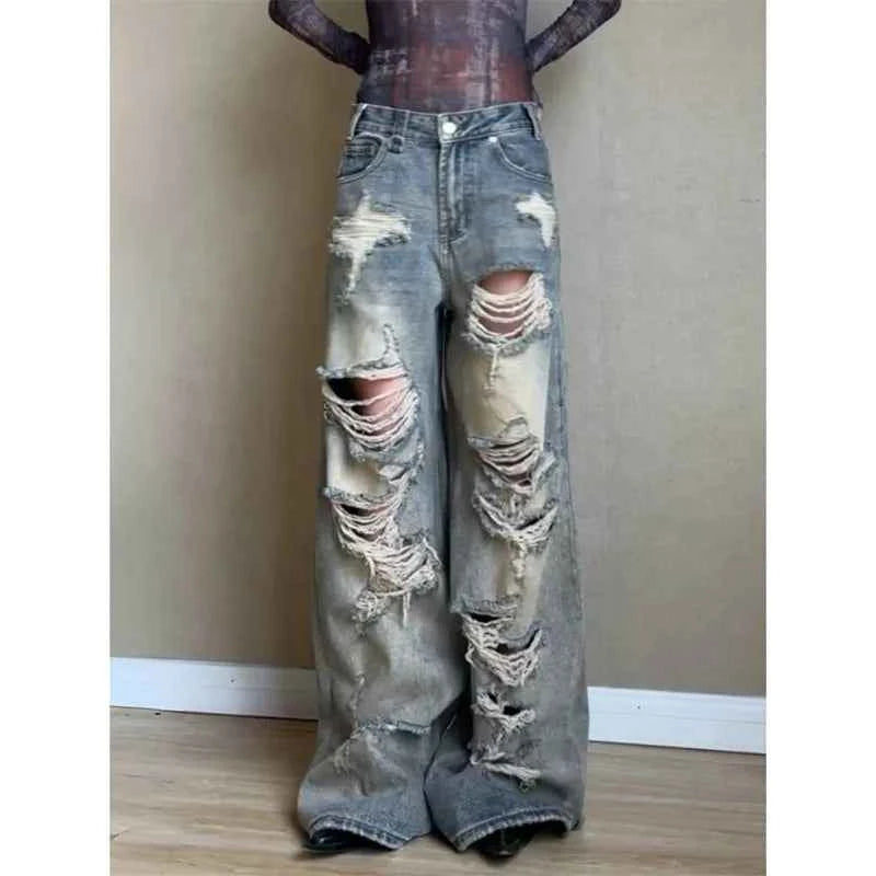 High Waist Vintage Ripped Women's Jeans