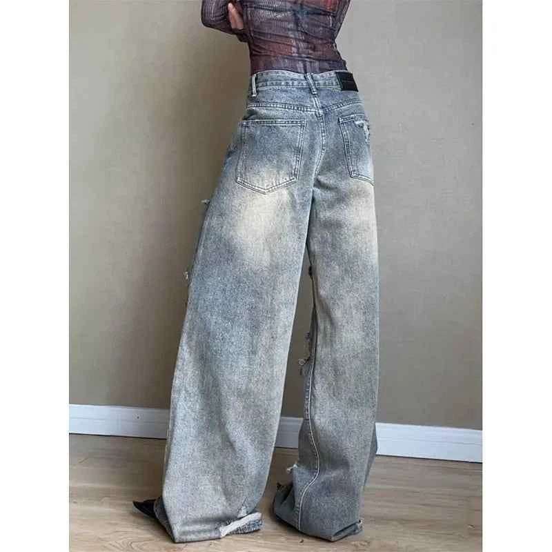 High Waist Vintage Ripped Women's Jeans