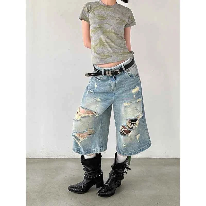 Vusy Kawai High Waisted Denim Shorts for Women