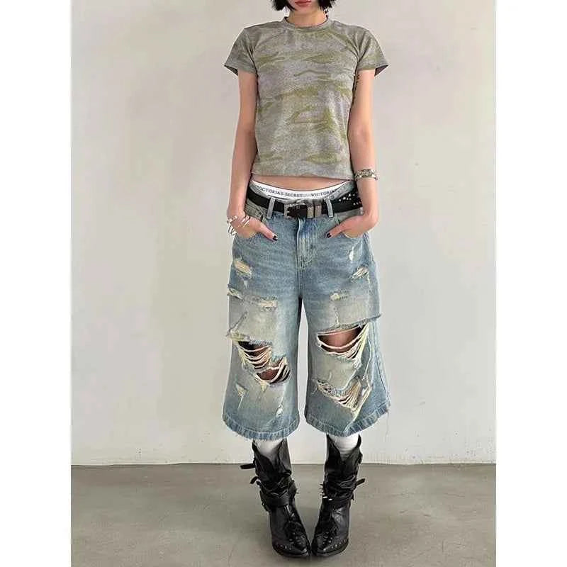 Vusy Kawai High Waisted Denim Shorts for Women