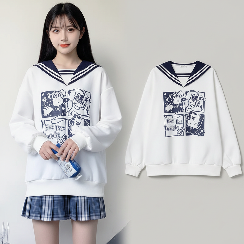 Japanisches Preppy-Stil Freizeit-Sweatshirt