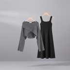 Womens Sleeveless Knit Dress Cardigan Two Piece Set - Vusy Kawaii Shop