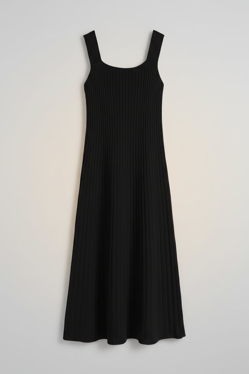 Black sleeveless knit dress without cardigan from Womens Sleeveless Knit Dress Cardigan Two Piece Set by Vusy Kawai Shop