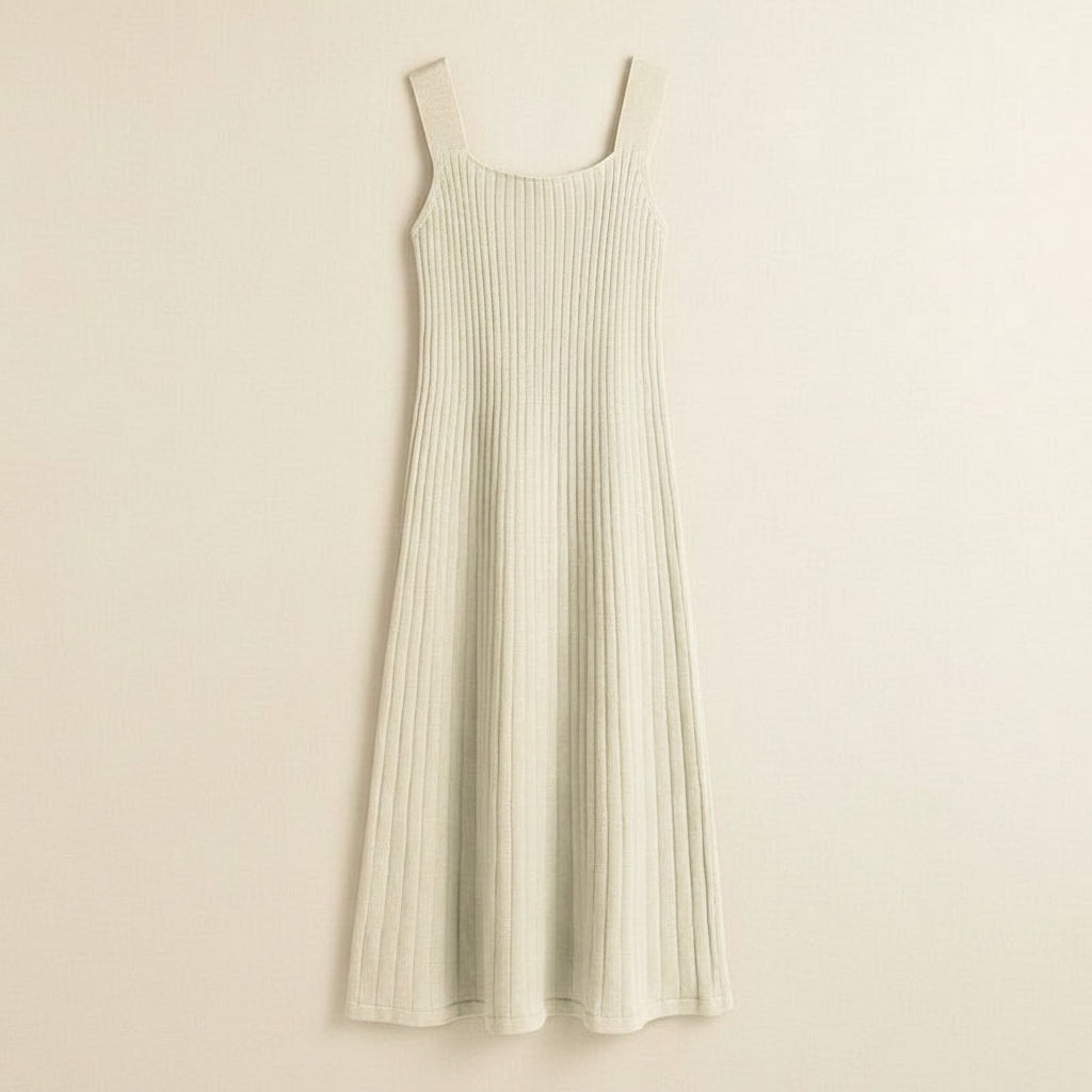 Womens Sleeveless Knit Dress Cardigan Two Piece Set cream ribbed knit sleeveless dress only from Vusy Kawai Shop