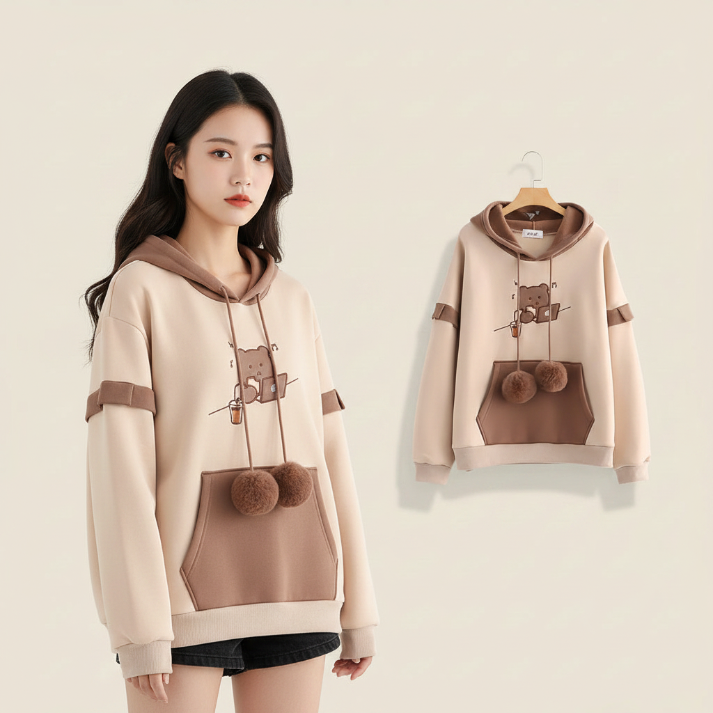 Kawaii Bear Japanese Hoodie for Women