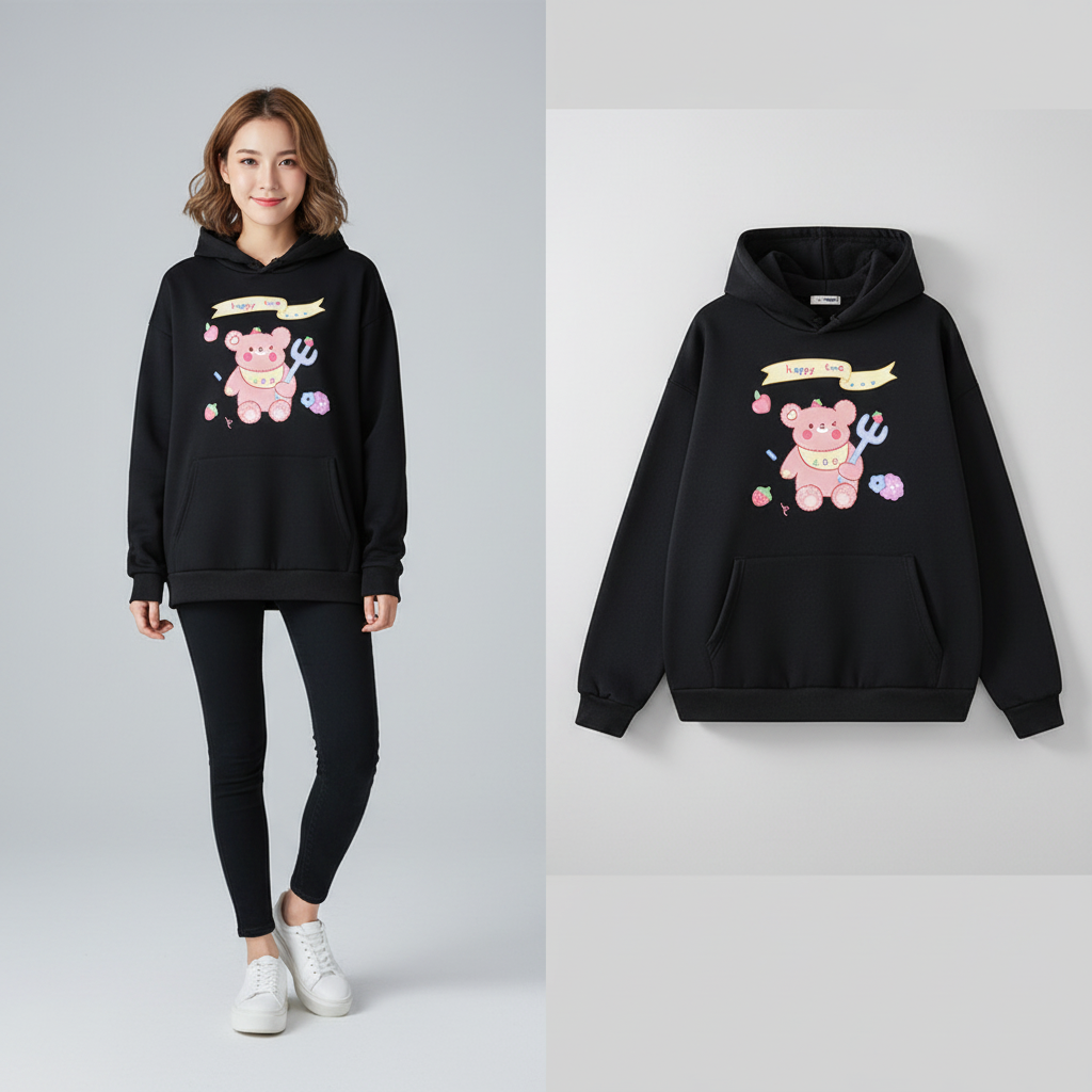 Niedliches Kawaii Bären-Print-Sweatshirt Harajuku