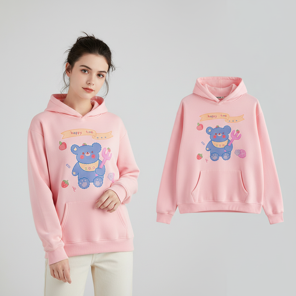Niedliches Kawaii Bären-Print-Sweatshirt Harajuku