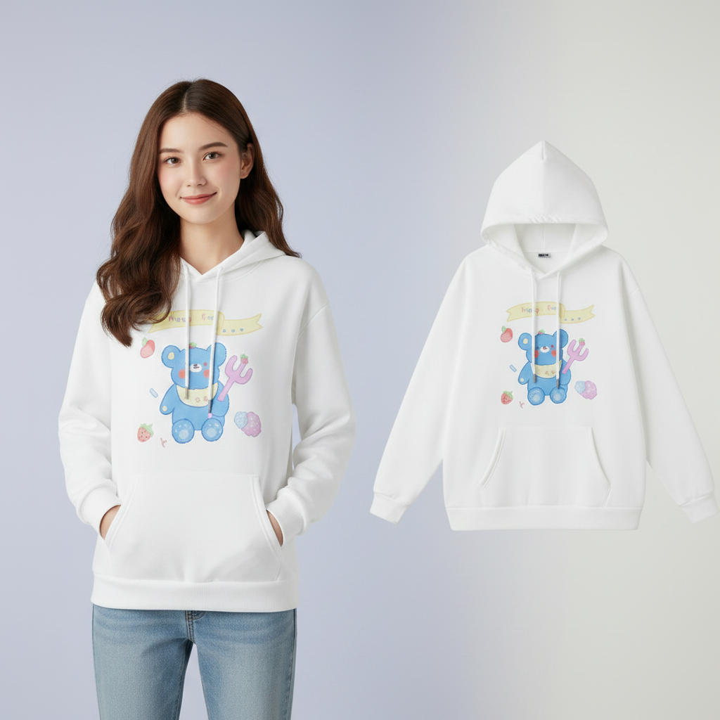 Niedliches Kawaii Bären-Print-Sweatshirt Harajuku