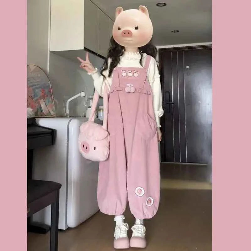 Cute Kawaii Corduroy Overalls