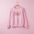 Kawaii japanese pink cartoon sweatshirt featuring an anime girl design from Vusy Kawai Shop