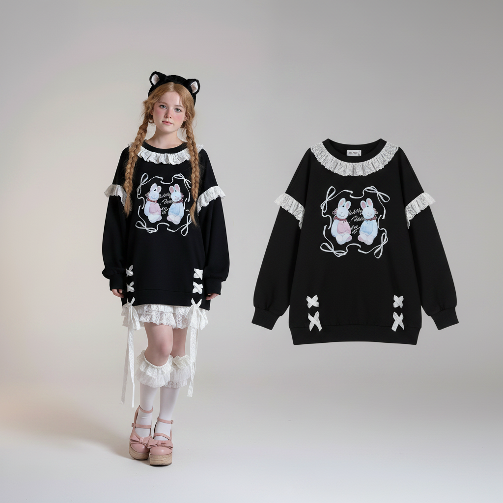 Kawaii Print Casual O-Neck Sweatshirt