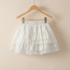 Kawaii white layered ruffle skirt on hanger