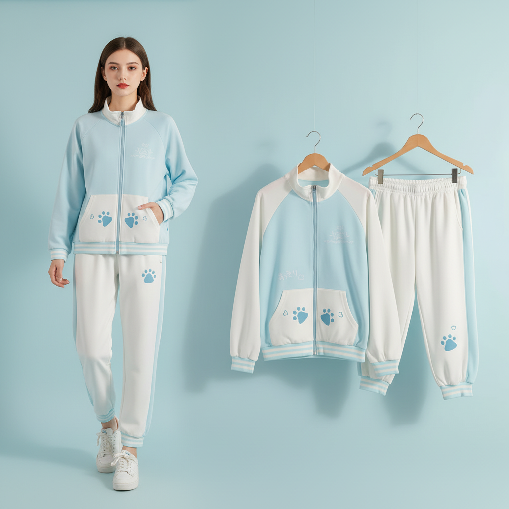 Japanischer Cartoon Süßes Hoodie- und Hosen-Set
