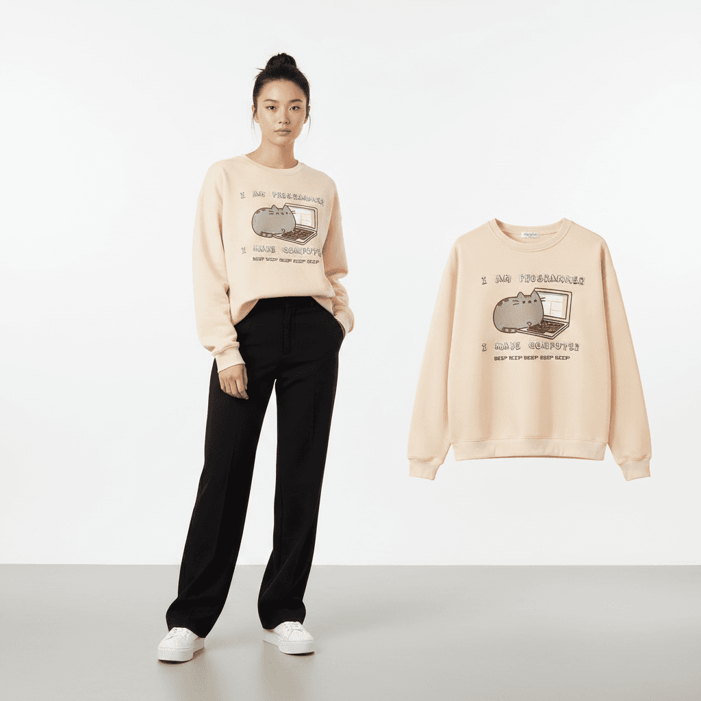 Koreanischer Hoodie mit lustigem Katzendesign für Damen