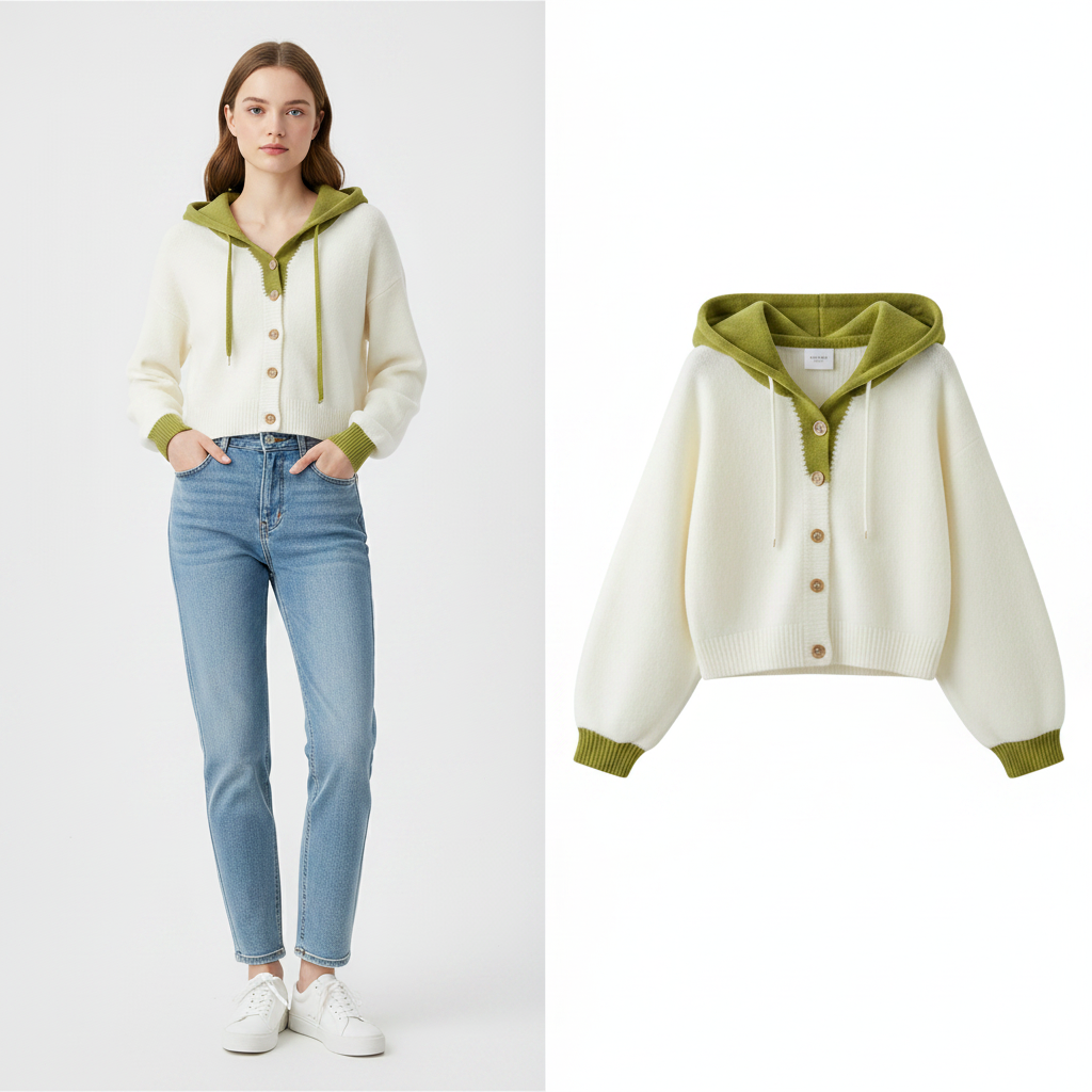 Cardiganpullover im koreanischen Stil mit Kapuze