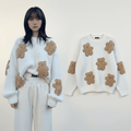 Pullover im koreanischen Stil mit lockerem Bärenmotiv