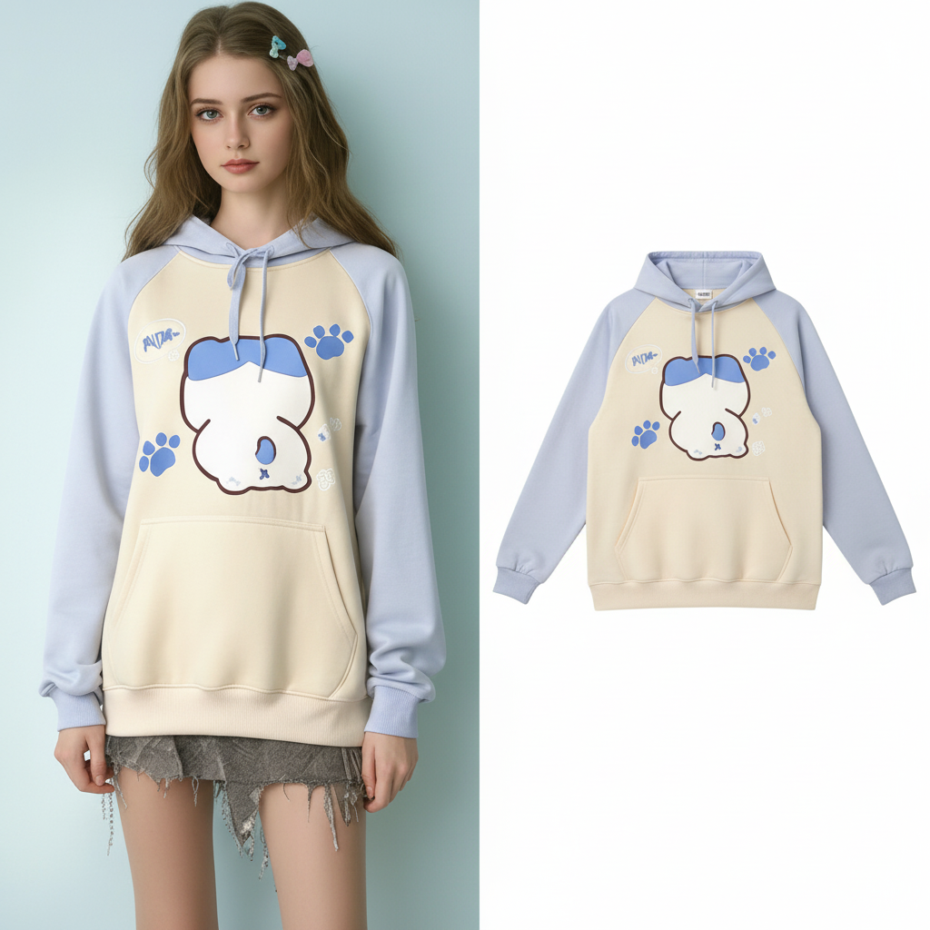 Sweat-shirt Kuromi Imprimé Kawaii Capuche Mignon Confortable