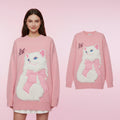 Pink Fuzzy Cat Style Oversized Sweater