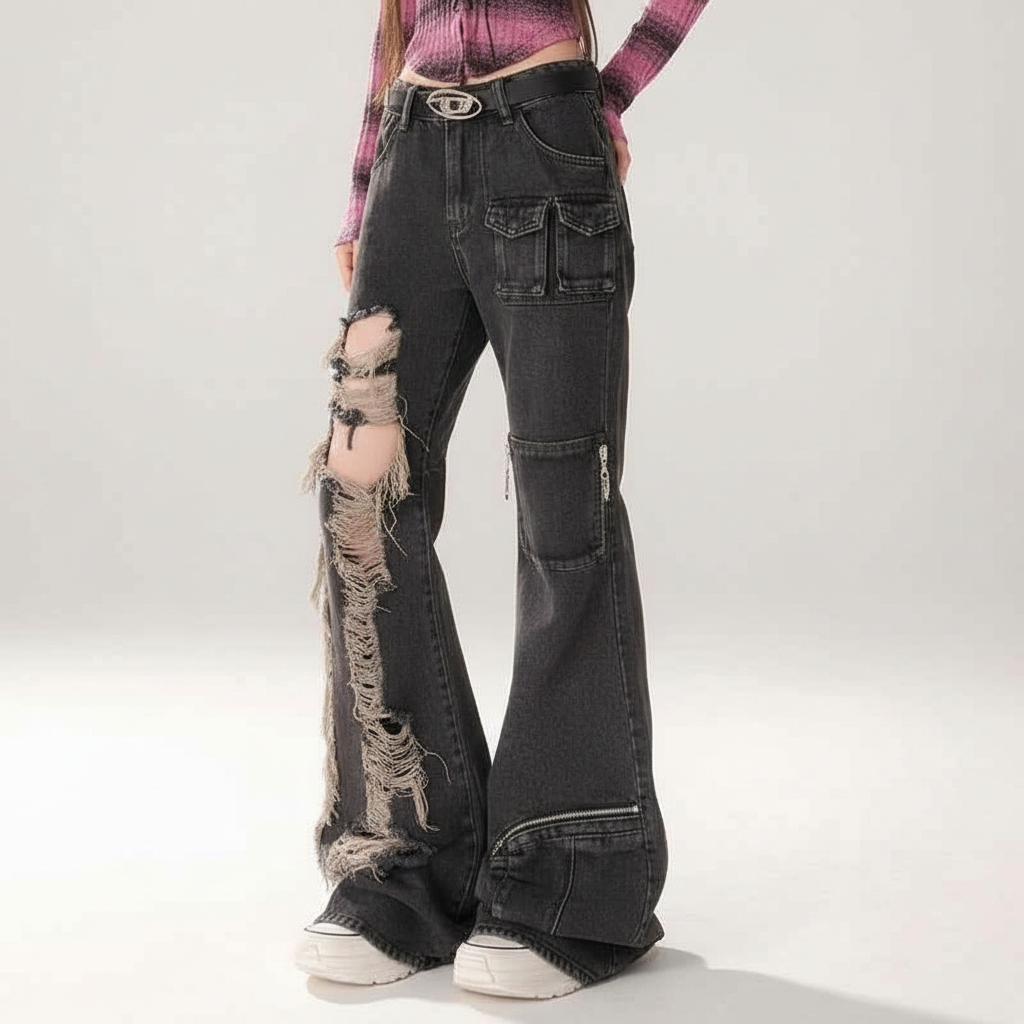 Ripped Black Jeans - Detalle rasgado