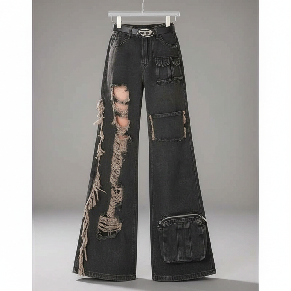 Ripped Black Jeans - Gancho