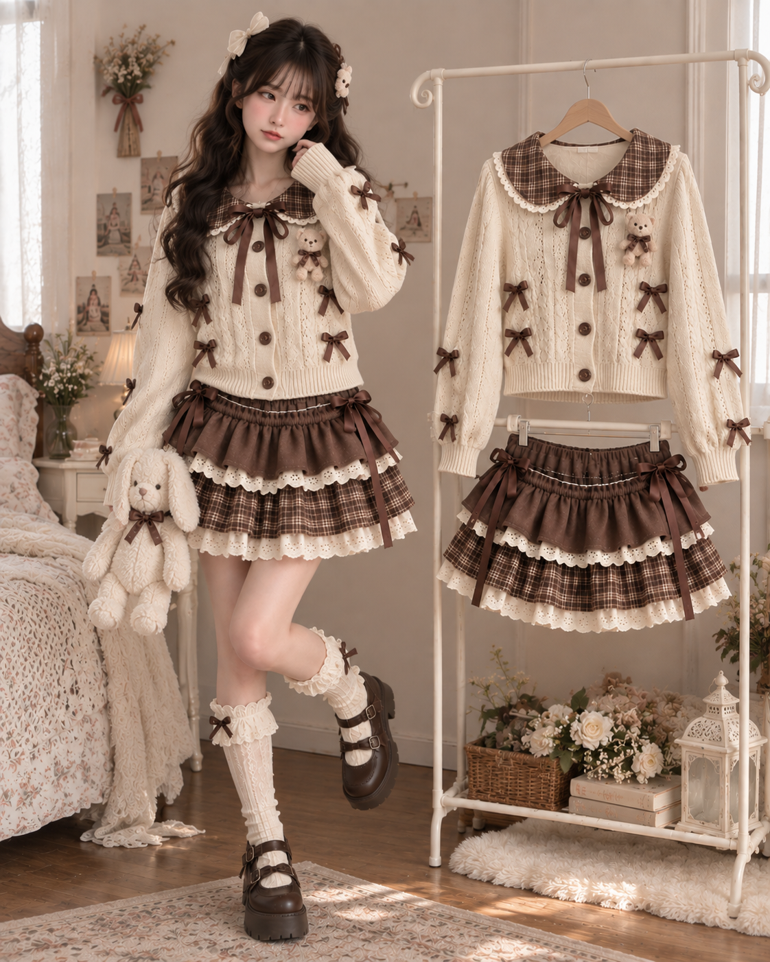 Ensembles de robes E-Girls japonaises style "Fairycore" à lacets entrecroisés, coupe slim