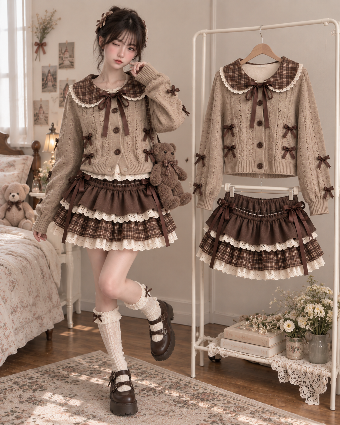 Ensembles de robes E-Girls japonaises style "Fairycore" à lacets entrecroisés, coupe slim