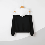 Trägerloses Kapuzen-Sweatshirt Rosa Weiß